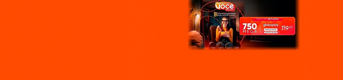 Imagem promocional da Você Telecom com destaque para internet fibra óptica